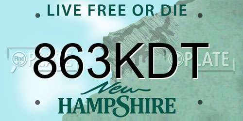 863KDT New Hampshire License Plate