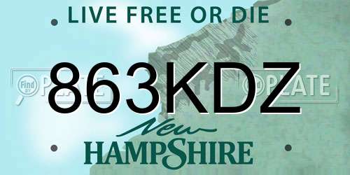 863KDZ New Hampshire License Plate