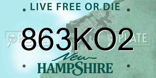863KO2 New Hampshire License Plate