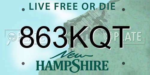 863KQT New Hampshire License Plate