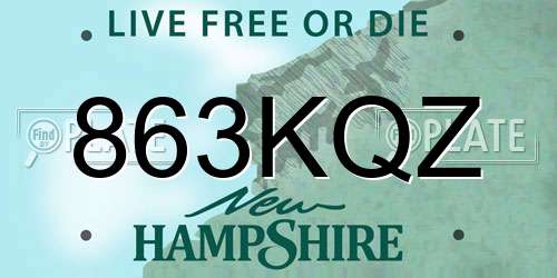 863KQZ New Hampshire License Plate