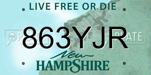 863YJR New Hampshire License Plate
