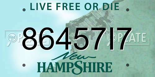 86457I7 New Hampshire License Plate