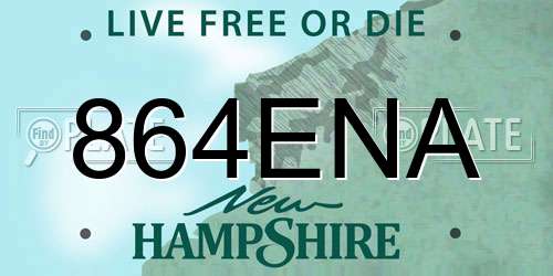 864ENA New Hampshire License Plate