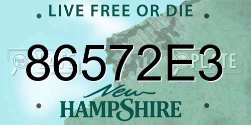 86572E3 New Hampshire License Plate