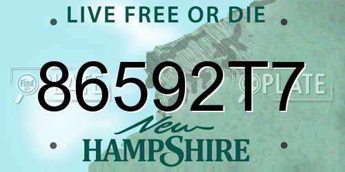 86592T7 New Hampshire License Plate