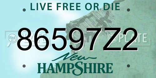 86597Z2 New Hampshire License Plate