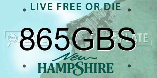 865GBS New Hampshire License Plate
