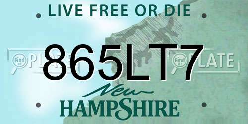 865LT7 New Hampshire License Plate