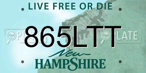 865LTT New Hampshire License Plate