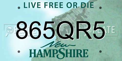 865QR5 New Hampshire License Plate