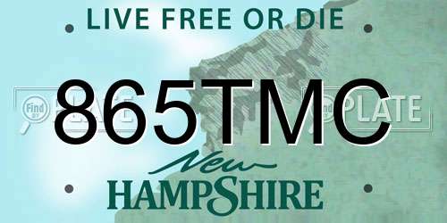 865TMC New Hampshire License Plate