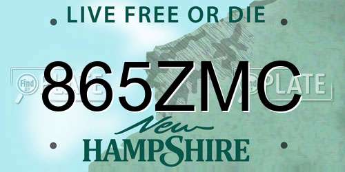 865ZMC New Hampshire License Plate