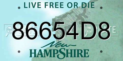 86654D8 New Hampshire License Plate