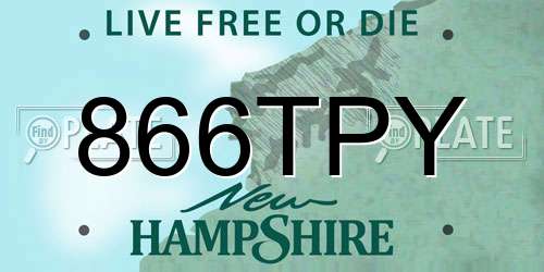 866TPY New Hampshire License Plate