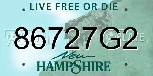 86727G2 New Hampshire License Plate
