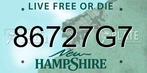 86727G7 New Hampshire License Plate