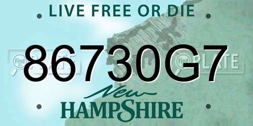 86730G7 New Hampshire License Plate