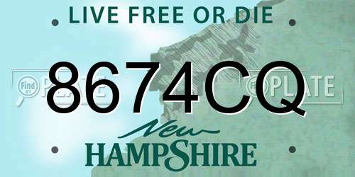 8674CQ New Hampshire License Plate