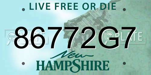 86772G7 New Hampshire License Plate