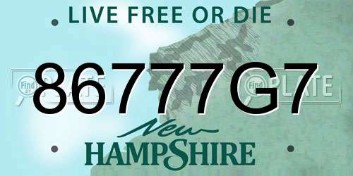 86777G7 New Hampshire License Plate
