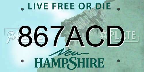 867ACD New Hampshire License Plate
