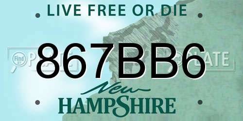 867BB6 New Hampshire License Plate