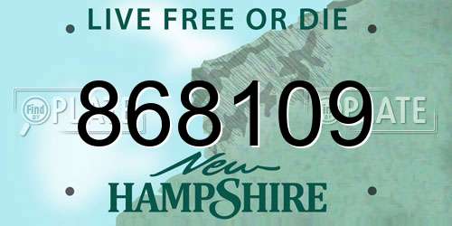 868109 New Hampshire License Plate
