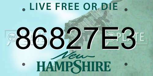 86827E3 New Hampshire License Plate