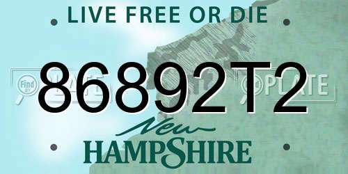 86892T2 New Hampshire License Plate