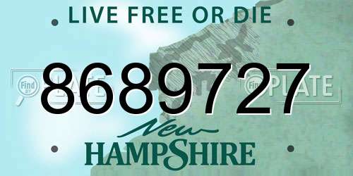 8689727 New Hampshire License Plate