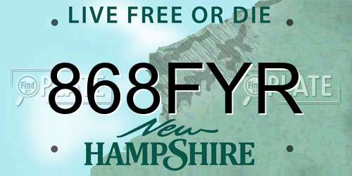 868FYR New Hampshire License Plate