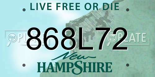 868L72 New Hampshire License Plate