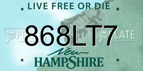 868LT7 New Hampshire License Plate