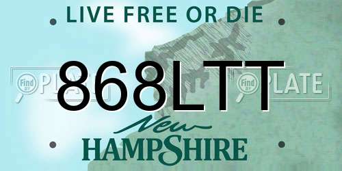 868LTT New Hampshire License Plate