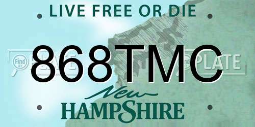 868TMC New Hampshire License Plate