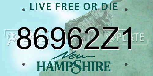 86962Z1 New Hampshire License Plate