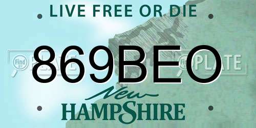 869BEO New Hampshire License Plate