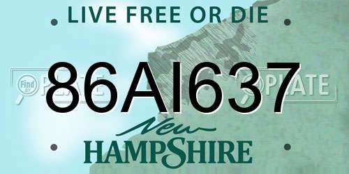 86AI637 New Hampshire License Plate