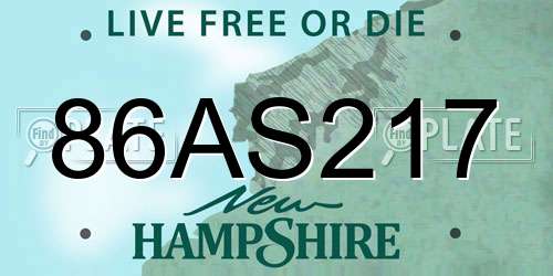 86AS217 New Hampshire License Plate