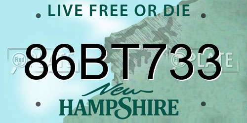 86BT733 New Hampshire License Plate