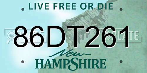 86DT261 New Hampshire License Plate