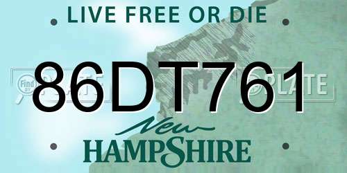 86DT761 New Hampshire License Plate