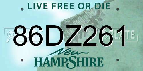 86DZ261 New Hampshire License Plate