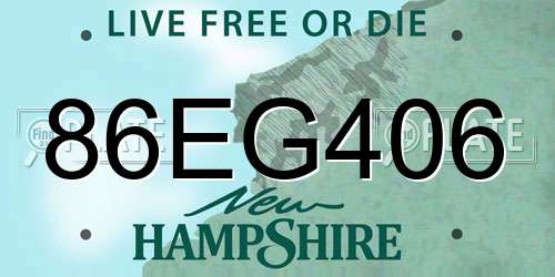 86EG406 New Hampshire License Plate