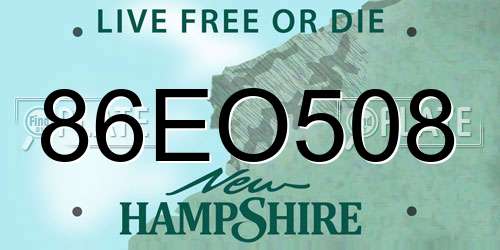86EO508 New Hampshire License Plate