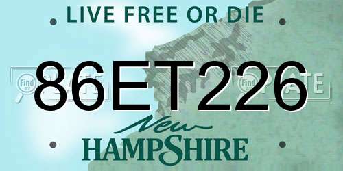 86ET226 New Hampshire License Plate