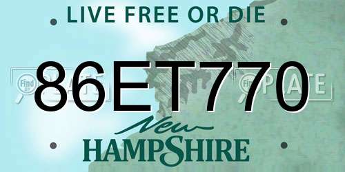 86ET770 New Hampshire License Plate
