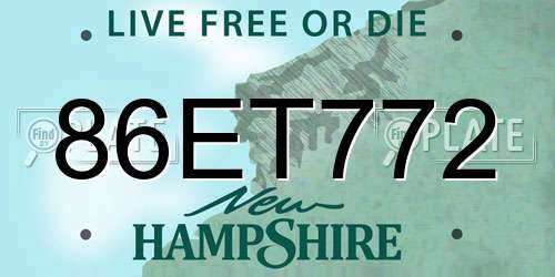 86ET772 New Hampshire License Plate
