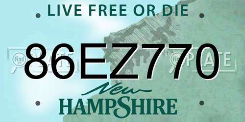 86EZ770 New Hampshire License Plate